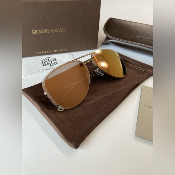 Giorgio Armani Pilot Sunglasses AR6084 Rose Gold Aviator - Picture 8 of 12